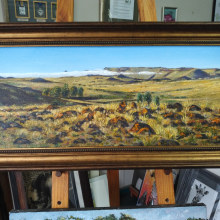 Karoo landscape scene -My project for course: Oil Landscape Painting: Explore the Power of Light. Traditional illustration, Fine Arts, Pencil Drawing, Oil Painting, and Naturalistic Illustration project by Kina Joubert - 07.29.2023