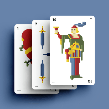 Diseño estilo “pixel-art” de baraja española de naipes. Traditional illustration, Game Design, and Product Design project by Manu Martín - 08.06.2023