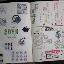 My project for course: Creative Bullet Journaling for Productivity. Traditional illustration, Arts, Crafts, Lettering, DIY, H, Lettering, Management, and Productivit project by Ryoku Kal - 08.17.2023
