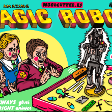 Magic Robot. Ilustração tradicional e Ilustração digital projeto de woodcutter Manero - 24.08.2023