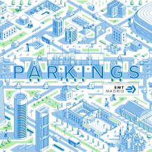 Parkings - EMT Madrid | Infografía. Ilustração tradicional, Infografia, Ilustração vetorial e Ilustração digital projeto de Pablo Caprino - 23.08.2023