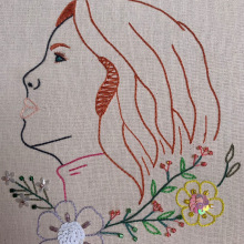 Meu projeto do curso: Retrato linear bordado. Un proyecto de Ilustración de retrato, Bordado, Ilustración textil y Diseño textil de Jheik Maia - 10.09.2023