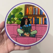 Girl reading. Embroider project by Coricrafts - 09.11.2023