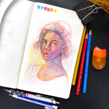 My project for course: Vibrant Portrait Drawing with Colored Pencils. Un proyecto de Dibujo, Dibujo de Retrato, Sketchbook y Dibujo con lápices de colores de Mahdi Ahmed - 16.09.2023