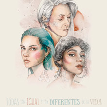 TODAS TAN IGUALES. Digital Illustration, Portrait Illustration, and Editorial Illustration project by Ana Sentieri - 09.18.2023