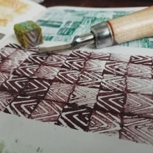 My project for course: Sketchbooking with Handmade Stamps. Traditional illustration, Pattern Design, Printing, Sketchbook, and Engraving project by Anu Paul - 09.24.2023