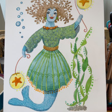 Imaginative Character Illustration with Watercolor: Sea Goddess. Character Design, Painting, Drawing, Watercolor Painting, and Children's Illustration project by esmereldasunset - 09.30.2023