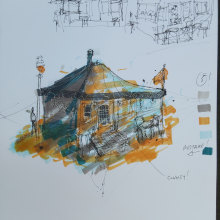 My project for course: Expressive Architectural Sketching with Colored Markers. Sketching, Drawing, Architectural Illustration, Sketchbook & Ink Illustration project by Caroline Pumford - 10.01.2023