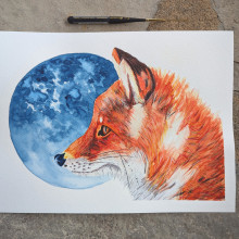 Fox. Painting, and Watercolor Painting project by Caroline Chrétien - 10.09.2023