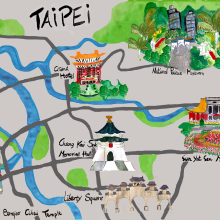My Taipei Map. Ilustração tradicional, Infografia, Desenho, Ilustração digital, e Pintura digital projeto de Letizia Valle - 03.10.2023