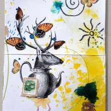 My project for course: Creative Notebook: Experiment with Collage, Stamps, and Decoupage. Ilustração tradicional, Colagem, Papercraft, e Sketchbook projeto de marieke - 14.10.2023