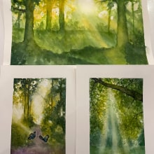 Mijn project van de cursus: Schilder dromerige aquarellandschappen met licht. Un proyecto de Pintura y Pintura a la acuarela de annecreatroef - 24.10.2023
