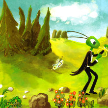 Saltamontes anunciando su felicidad. Un proyecto de Ilustración tradicional de Xavier Krauel - 03.11.2023