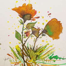 Zen flowers. Criatividade, Pintura em aquarela, Brush Painting, Ilustração botânica e Ilustração com tinta projeto de YOLANDA DE SAN RAFAEL - 06.11.2023