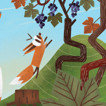 the fox and the grapes. Editorial Design, Paper Craft, Bookbinding, Children's Illustration, Narrative, and Children's Literature project by Harald Pizzinini - 11.08.2023