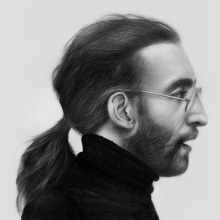 Graphite Portrait of John Lennon - Retrato a lápiz de John Lennon. Un proyecto de Bellas Artes, Dibujo a lápiz, Ilustración de retrato, Dibujo de Retrato, Dibujo realista y Dibujo artístico de Carla Angelini - 12.11.2023