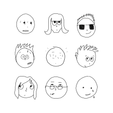 Emoting Friends No. 1. Ilustração tradicional, Design de personagens, Esboçado, e Sketchbook projeto de Dani Ramsey - 29.11.2023