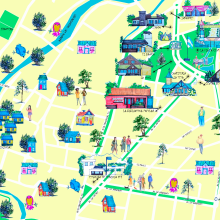 Mi proyecto del curso: Creación de mapas ilustrados: refleja la esencia de la ciudad. Un proyecto de Ilustración tradicional, Infografía, Dibujo, Ilustración digital y Pintura digital de Carla Guerra - 09.12.2023
