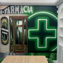 Decoración en Farmacias. Arte urbana projeto de Kike García - 15.12.2023