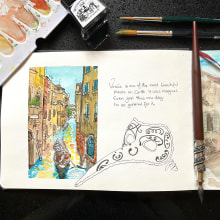 My project for course: Watercolor Travel Journal. Ilustração tradicional, Pintura em aquarela, Ilustração arquitetônica, e Sketchbook projeto de Julia Reck - 29.12.2023