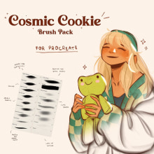 Brush Pack For Procreate - Cosmic Cookie by Magdalina Dianova. Traditional illustration, Character Design, Painting, Comic, Drawing, Digital Illustration, Portrait Drawing, Oil Painting, Digital Drawing, Digital Painting, Figure Drawing, and Manga project by Magdalina Lily - 12.30.2023