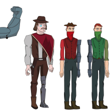 Proyecto Final: Line Up de Cowboys Mech. Traditional illustration, Animation, Character Design, Video Games, and Game Design project by juani.ferrea04 - 12.31.2023