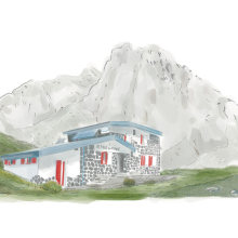 Refugios pirineos. Ilustração digital e Ilustração arquitetônica projeto de ainhoacaporossi - 08.01.2024