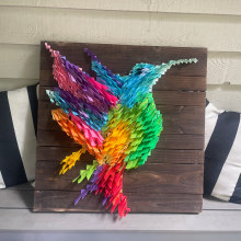Hummingbird: made from post it notes. Papercraft projeto de Ange Garrett - 04.08.2023