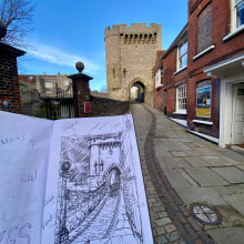 Lewes Castle Barbican . Un proyecto de Ilustración tradicional, Artesanía, Bellas Artes, Estampación e Ilustración con tinta de jonathanfergusonvernon - 16.01.2024