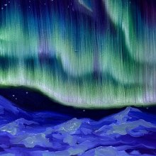 "Northern Lights" Tutorial Painting. Un proyecto de Artesanía, Bellas Artes y Pintura de Daphne Frizzle - 23.01.2024