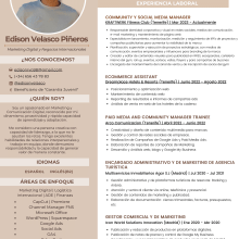Curriculum Vitael. Projekt z dziedziny  Reklama, UX / UI, W, darzenia, Marketing c i frow użytkownika Edison Velasco Piñeros - 24.01.2024