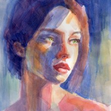 Green Eyed Girl. Un proyecto de Bellas Artes, Pintura, Pintura a la acuarela, Ilustración de retrato y Dibujo de Retrato de Patricia Elliott-Seitz - 26.01.2024
