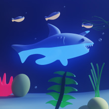 The Narwhal Shark. Un proyecto de 3D, Diseño de personajes, Modelado 3D, Diseño de personajes 3D y Diseño 3D de Luis David Reina Aguirre - 30.01.2024