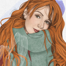 Winter Portrait. Traditional illustration, Digital Illustration, Portrait Illustration, and Portrait Drawing project by Esther Charro Rivera - 02.02.2024