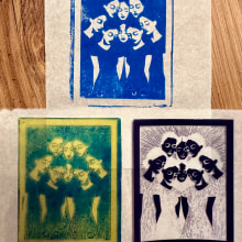 Mon projet du cours : Estampillage manuel avec tampons en photopolymère. Un projet de Artisanat, Beaux Arts, Sérigraphie, Estampe, Gravure et Impression textile de angelamallet - 10.02.2024