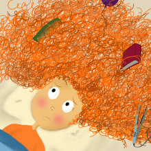 I Don't want curly hair. Un progetto di Stor, telling, Arte concettuale, Illustrazione infantile, Fiber Art, Disegno digitale e Pittura digitale di Zay - 16.02.2024