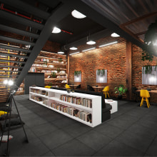 Coffee & Bookstore. Design, Arquitetura de interiores, Design de interiores e Interiores projeto de julianperezarquitectura - 15.10.2020