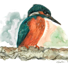 My project for course: Artistic Watercolor Techniques for Illustrating Birds. Un proyecto de Ilustración tradicional, Pintura a la acuarela, Dibujo realista e Ilustración naturalista				 de Chansu Shin - 12.04.2023