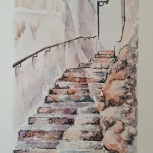 Mi proyecto del curso: Masterclass  de texturas en acuarela "Escaletes dels gats". Artes plásticas, Pintura, e Pintura em aquarela projeto de Mari Vidal - 27.02.2024