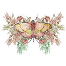 Escarabajos y Flores Acuarela. Un proyecto de Ilustración tradicional, Pintura a la acuarela y Dibujo artístico de Cecilia Lema - 28.02.2024