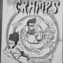 "The Cramps" estilo cartoon. Traditional illustration, Character Design, and Drawing project by juanpemove - 07.12.2023