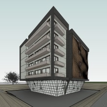 Meu projeto do curso: Modelagem de edifícios paramétricos com Revit. Un proyecto de 3D, Arquitectura, Arquitectura interior, Modelado 3D, Arquitectura digital y Visualización arquitectónica de Nelson Spencer Lopes - 02.03.2024