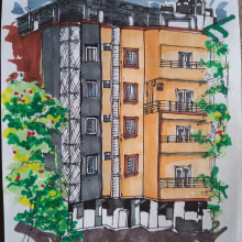 My project for course: Expressive Architectural Sketching with Colored Markers. Esboçado, Desenho, Ilustração arquitetônica, Sketchbook e Ilustração com tinta projeto de Manjari Acharya - 01.03.2024