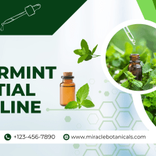 Purchase Organic Peppermint Essential Oil Online. Publicidade, e Design de produtos projeto de Miracle Botanicals Essential Oils - 05.03.2024