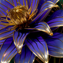 My project for course: 3D jewel-like designs inspired by nature "Egyptian Blue Water Lily" a.k.a "Blue Lotus". 3D, Modelagem 3D, 3D Design, Ilustração botânica, Ilustração naturalista, e Design floral e vegetal projeto de mohanedkhater - 02.03.2024