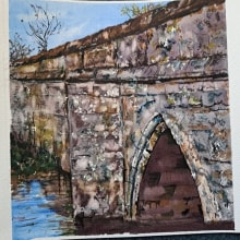 My project for course: Ancient stone bridge. Traditional illustration, Fine Arts, Painting, and Watercolor Painting project by Katharine Lay - 03.11.2024