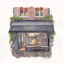 Candy shop in Sneek. Drawing, Watercolor Painting, and Architectural Illustration project by Urban Anna - 03.03.2024