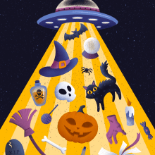 Halloween no Espaço. Design, Advertising, Digital Illustration, Children's Illustration, and Editorial Illustration project by Nayane Senha - 03.10.2024