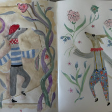 Giovanni, the little italian greyhound. Un proyecto de Ilustración tradicional, Pintura a la acuarela e Ilustración infantil de Ursula - 16.03.2024