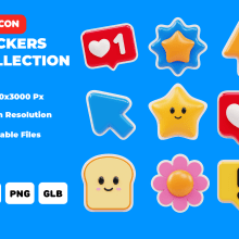 Stickers Collection 3D Icons . 3D, Design gráfico, Design de ícones, e Modelagem 3D projeto de Fernando Mejia Mahecha - 19.03.2024